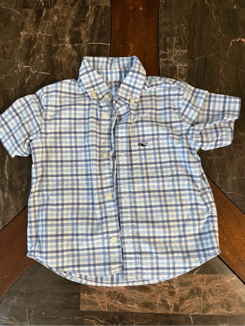 Vineyard Vines Light Blue & White Plaid Short-Sleeve Button-Down